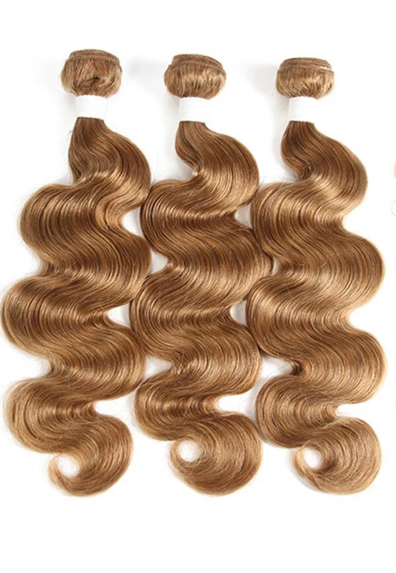 Indian hair bodywave color #27 honey blonde